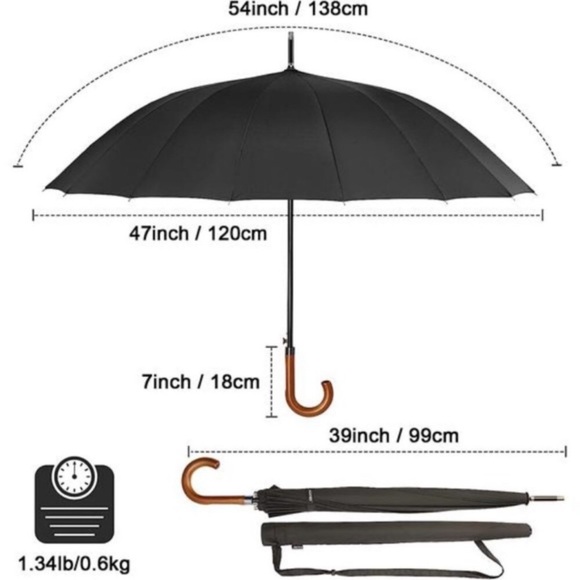54 Inch Large Windproof Umbrella for 2 Persons - Picture 2 of 6